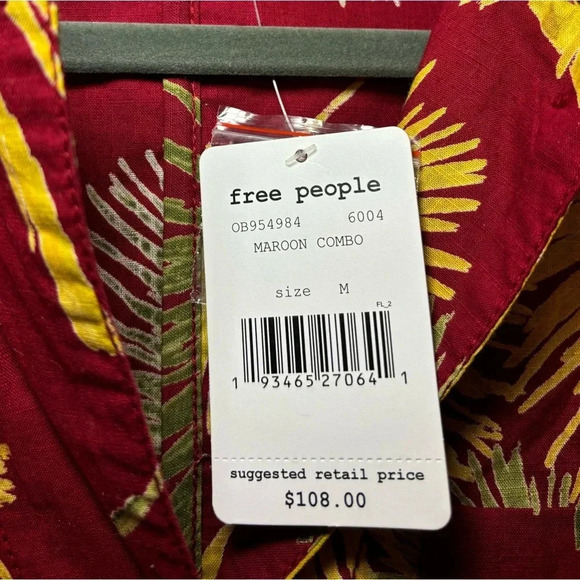 Free People Maroon Combo Malibu Romper NWT - Picture 7 of 7